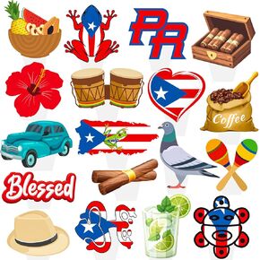 Puerto Rico Cupcake Toppers 48pcs Puerto Rico Decoritions Party Party Party Parto Birthday Cake Cake Capcake Comcake لتوصيلات المهرجان الوطني الوطني