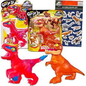 Jurassic World Goo JIT Zu 2 Pack - Jurassic World Dinosaur Figure Bundle Includes 2 Strechy Dinosaur Toys Plus Stickers | Jurassic World Gifts for Boys