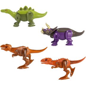 SNAEN 4 Pack Transform Robot Dinosaur Toy for Boys & Girls, 2 in 1 Jurassic Dino Action Figures, Transformed Rescue Bots Dinosaurs T-rex Triceratops, Great Gift for Kids 3 4 5 6 7 Years