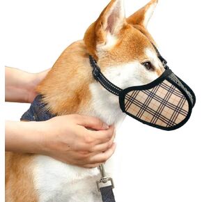 Dog Muzzles for Small Medium Large Dogs by Ateliepets, Soft Dog Muzzle Puppy Muzzle for Grooming, Dog Mussel Stop Biting Barking and Chewing (Plaid Orange, XL)