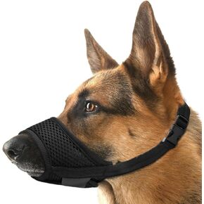 Dog Muzzle, Soft Nylon Muzzle for Small Medium Large Sized Dog to Anti & Prevent Biting Barking Chewing (Black,L)