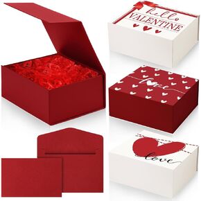 Pasimy 3 Pcs Valentines Day Gift Boxes 9 x 7 x 4 Inch Gift Box with Magnetic Closure Lid Bridesmaid Proposal Box for Valentine's Day Wedding Supplies
