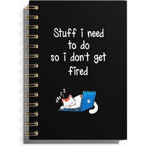Cat Notebook, Cat Journal - Cat Gift Journal, Cat Office Supplies Spiral Notebook, Funny Notebooks for Work, Notebooks for Work, 5.5x8.3 Inches