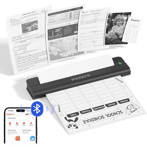 طابعات Munbyn Portable Wireless for Travel ITP02 ، Portable Printer Bluetooth ، دعم 8.5 "x11" و A4 الحرارية ، متوافقة مع Android و iOS & Laperp ، طابعة صغيرة للمكتب ، المدرسة (الأسود) in Kuwait