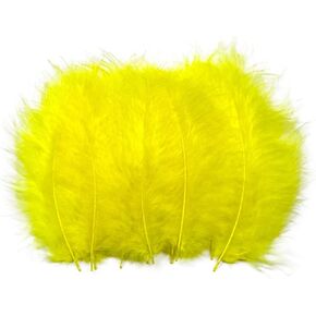 50pcs 4-6 Inches Fluffy Turkey Marabou Yellow Feathers for Crafts Dreamcatcher Fringe Trim Colored Feathers Accessories Pack