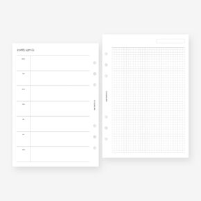 A5 Undated Weekly with Grid Week on Two Pages Planner Insert for Filofax A5, LV GM agenda refill 6 hole 5.8 x 8.3