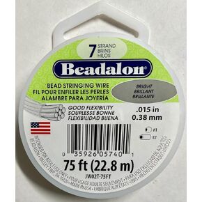 7 Strand Bead Stringing Wire Bright .015 in / 0.38 mm, 75 ft / 22.8 m