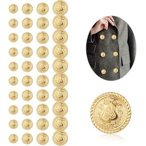 40 Pcs Gold Blazer Buttons, 4 Sizes Vintage Metal Buttons, Clothing Tailor Replacement Buttons for Women Sewing, Suits, Denim Jackets, Sport Coats, Sweaters