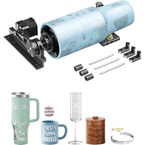 WECREAT Vision Rotary Pro, only for Vision Series Laser Engraver and Cutter Machine, Rotary Roller for Engraving Cylindrical Objects, Wine Glass, Tumblers, Jewelry Ring, Engravers Accessory