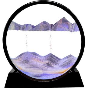Aoderun Moving Sand Art Liquid Motion Upgrade Wooden Base Moving Sand Art Picture 3D Color Quicksand Decor Deep Sea Sandscape in Motion Relaxing Toys Decor Home Desktop Office(Purple,7")