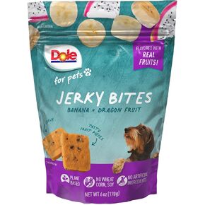 Dole for Pets Fruit Jerky Bites Dog Treats, Banana and Dragon Fruit, 6oz |Flavored with Real Fruit, No Wheat, Corn, Soy, Artificial Flavors, Colors, or Preservatives