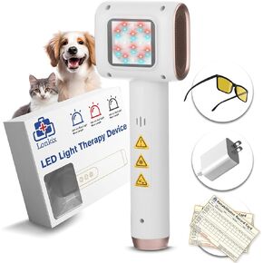 Red Light Therapy for Dogs - 6pcs 850nm & 10pcs 630nm Infrared Red Lights - 10pcs 630nm Blue Lights - Pain Relief, Muscle & Joint Pain, Reduce Inflammation, White