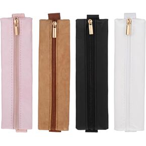 TIESOME 4PCS Elastic Pen Holder for Notebook, 4 Colors PU Leather Adjustable Pen Sleeve Pouch Journal Pencil Holder Pen Loop Holder for Notebook Planners Binders and Books