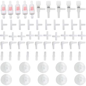 DGZZI 60PCS Oxygen Regulator Valve Aquarium Air Control Fittings Aquarium Air Connector Tee Straight Straight Right Angle Air Hose Suction Cup 10pcs Each Stop Valve Oxygen Regulator Valve 5pcs Each
