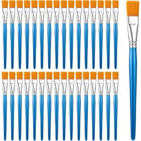 32 Pcs 1 Inch Flat Paint Brushes for Acrylic Painting Watercolor Large Acrylic Paint Brush Artist Painting Brush with Wooden Handles for Acrylic, Watercolor, Oil, Crafts, Face Body Art