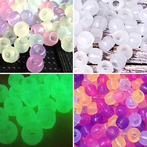 Korlon 1000 Pcs Pony Beads, Glow in The Dark UV Beads for Friendship Bracelets, Necklace Making, 8mm Kandi Hair Bead Sun Sensitive Color Changing Plastic Bead