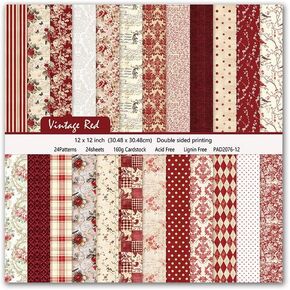 12×12 Boho Scrapbook Paper Vintage Flower Pattern Paper Pad,24 Sheets Double-Sided Bobo Floral Scrapbooking CardStock Paper Pad for Holiday Cardmaking DIY Origami Paper.