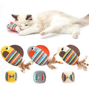 Jiupety Cat Toys Fish 3 Pack Bite Resistant Catnip Toys Interactive Cat Kicker Toys for Indoor Cats with Kitten Toys 5.5 Inches for Cartoon Fish Kicker