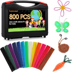 Loccmat 800 PCS Wax Craft Sticks,Bendable Sticky Wax Yarn Sticks,Reusable Molding Sculpting Sticks with Storage Box,Sticky Wax Sticks for DIY Project,Art Supplies(13 Colors)