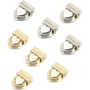 8 Pcs Heart Tuck Lock Clasp Catch, Purse Thumb Buckle Classic Glossy Alloy Purse Thumb Lock for DIY Craft Bag Wallet Handbag Box Case Making