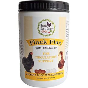 FRESH EGGS DAILY Flock Flax Feed Supplement Vitamins for Backyard Chickens and Ducks 16oz