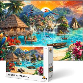 Theo's Puzzles Jigsaw Puzzles 1000 Piece Puzzle for Adults, Families Tropical Beach Paradise Relaxing Beautiful Puzzle