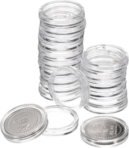 uxcell 20 Pcs 21mm Silver Dollar Coin Holders, Plastic Coin Capsule Covers Acrylic Clear Round Coin Collection Supplies Container for Silver Coin Protectors or NFC Tag in Saudi Arabia