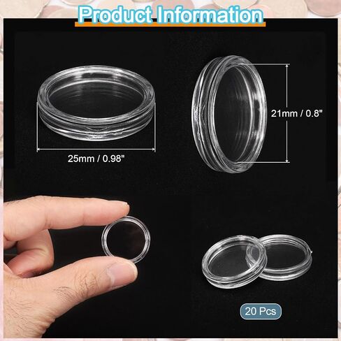 uxcell 20 Pcs 21mm Silver Dollar Coin Holders, Plastic Coin Capsule Covers Acrylic Clear Round Coin Collection Supplies Container for Silver Coin Protectors or NFC Tag in Saudi Arabia