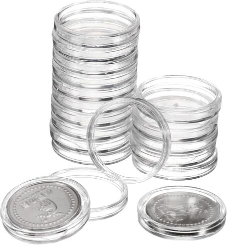 uxcell 20 Pcs 21mm Silver Dollar Coin Holders, Plastic Coin Capsule Covers Acrylic Clear Round Coin Collection Supplies Container for Silver Coin Protectors or NFC Tag in Saudi Arabia