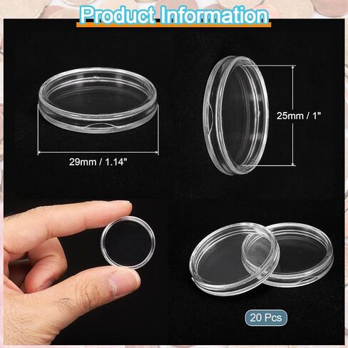 uxcell 20 Pcs 21mm Silver Dollar Coin Holders, Plastic Coin Capsule Covers Acrylic Clear Round Coin Collection Supplies Container for Silver Coin Protectors or NFC Tag in Saudi Arabia