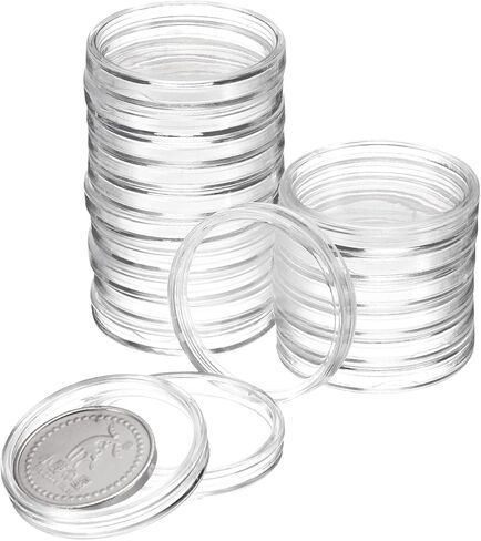uxcell 20 Pcs 21mm Silver Dollar Coin Holders, Plastic Coin Capsule Covers Acrylic Clear Round Coin Collection Supplies Container for Silver Coin Protectors or NFC Tag in Saudi Arabia