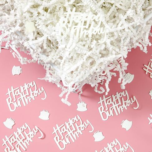 Fullhawl 2lb عيد ميلاد سعيد تجعد الورق مقطعة حشو مع عيد ميلاد سعيد وحشيات الكيك للهدية تغليف تغليف الأنسجة raffia سلة التغليف سلة (أبيض) in Kuwait