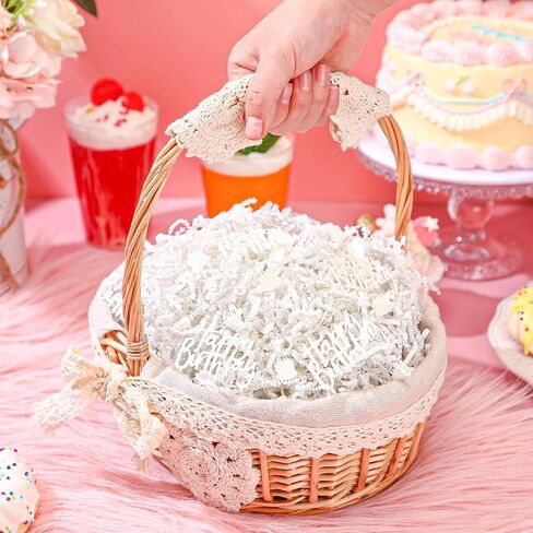Fullhawl 2lb عيد ميلاد سعيد تجعد الورق مقطعة حشو مع عيد ميلاد سعيد وحشيات الكيك للهدية تغليف تغليف الأنسجة raffia سلة التغليف سلة (أبيض) in Kuwait