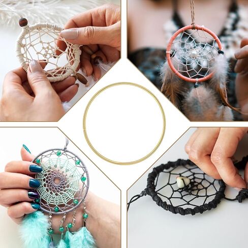 Prasacco 25 حزم حلقات معدنية للحرف اليدوية ، حلقات الماسك الحلم 3 بوصات ، حلقات زهرة لخاتم Macrame Gold Macrame لـ Dream Catcher Masser Hoops لـ DIY Craft Home Wedding Decoration in Kuwait