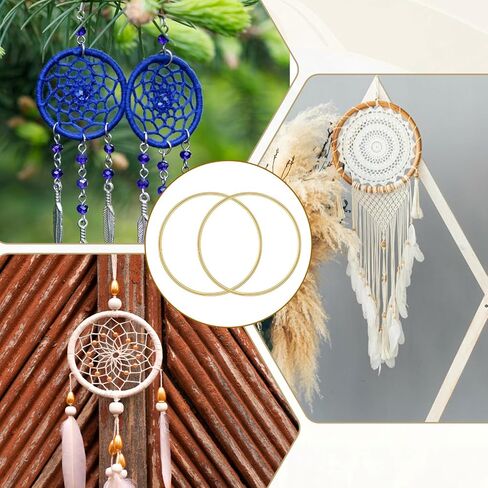 Prasacco 25 حزم حلقات معدنية للحرف اليدوية ، حلقات الماسك الحلم 3 بوصات ، حلقات زهرة لخاتم Macrame Gold Macrame لـ Dream Catcher Masser Hoops لـ DIY Craft Home Wedding Decoration in Kuwait