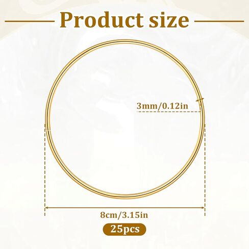 Prasacco 25 حزم حلقات معدنية للحرف اليدوية ، حلقات الماسك الحلم 3 بوصات ، حلقات زهرة لخاتم Macrame Gold Macrame لـ Dream Catcher Masser Hoops لـ DIY Craft Home Wedding Decoration in Kuwait