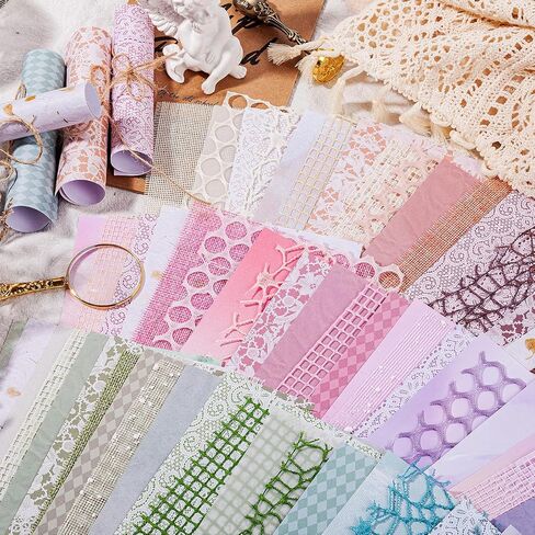 45 Sheets Textured Scrapbook Paper and Mesh Fabric Assorted Set 5×7 Inches Mixed Special Paper for Scrapbooking DIY Crafts Planner Bullet Junk Journal Collage Card Embellishments in Saudi Arabia