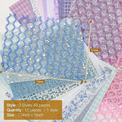 45 Sheets Textured Scrapbook Paper and Mesh Fabric Assorted Set 5×7 Inches Mixed Special Paper for Scrapbooking DIY Crafts Planner Bullet Junk Journal Collage Card Embellishments in Saudi Arabia