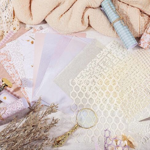 45 Sheets Textured Scrapbook Paper and Mesh Fabric Assorted Set 5×7 Inches Mixed Special Paper for Scrapbooking DIY Crafts Planner Bullet Junk Journal Collage Card Embellishments in Saudi Arabia