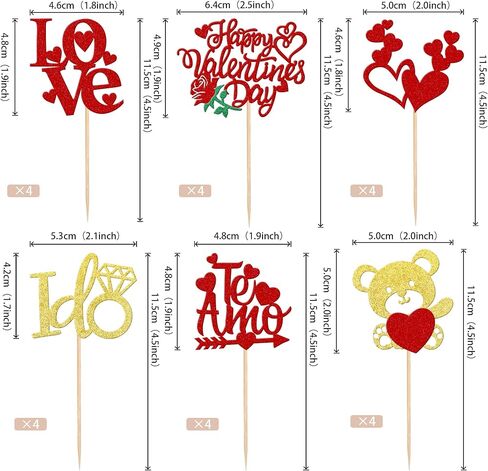 36 PCS Happy Galentine's Day Cupcake Toppers Glitter Sweet Love Valentine Cupcake Picks Valentine's Day Theme Birthday Party Cake Decorations Supplies Pink in Kuwait