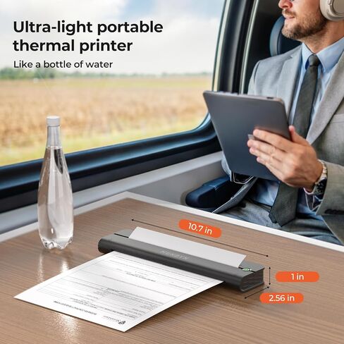 طابعات Munbyn Portable Wireless for Travel ITP02 ، Portable Printer Bluetooth ، دعم 8.5 "x11" و A4 الحرارية ، متوافقة مع Android و iOS & Laperp ، طابعة صغيرة للمكتب ، المدرسة (الأسود) in Kuwait