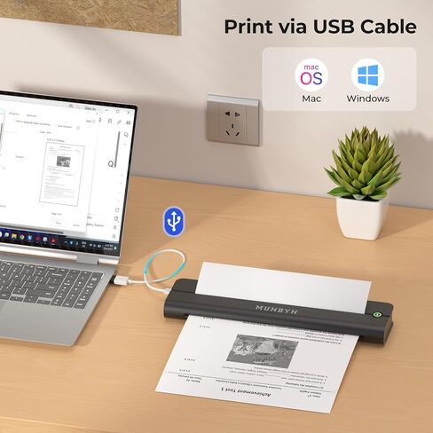 طابعات Munbyn Portable Wireless for Travel ITP02 ، Portable Printer Bluetooth ، دعم 8.5 "x11" و A4 الحرارية ، متوافقة مع Android و iOS & Laperp ، طابعة صغيرة للمكتب ، المدرسة (الأسود) in Kuwait