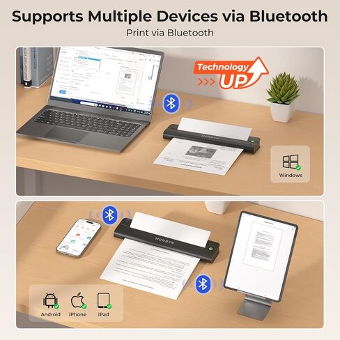 طابعات Munbyn Portable Wireless for Travel ITP02 ، Portable Printer Bluetooth ، دعم 8.5 "x11" و A4 الحرارية ، متوافقة مع Android و iOS & Laperp ، طابعة صغيرة للمكتب ، المدرسة (الأسود) in Kuwait