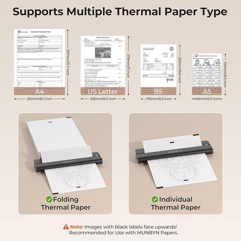 طابعات Munbyn Portable Wireless for Travel ITP02 ، Portable Printer Bluetooth ، دعم 8.5 "x11" و A4 الحرارية ، متوافقة مع Android و iOS & Laperp ، طابعة صغيرة للمكتب ، المدرسة (الأسود) in Kuwait