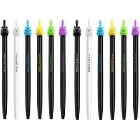 HIPGCC Cute Pens Kawaii Pen Cute Cat Pens 0.5mm Gel Pens Black Ball Point Pens for School Office Supplies (Cat)