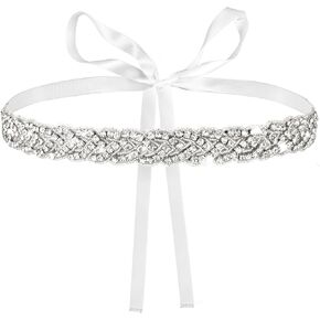 Bridal Wedding Waist Belt Silver Glitter Rhinestone Sash Belt Handmade Black Ribbon Crystal Belt for Bride Women Formal Dress