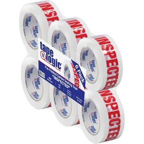 Boxes Fast Tape Logic® Pre-Printed Carton Sealing Tape, Inspected", 2.2 Mil, 2" x 110 yds., Red/White, (Pack of 6)