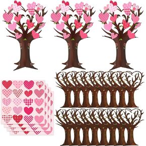 Sanixin 16Pcs Mother's Day Heart Trees Craft Kit Mother's Day Thankful Heart Trees Foam Craft Kits Make Your Own DIY Heart Trees Decorations for Holiday School Home Party Fun Activities Decor