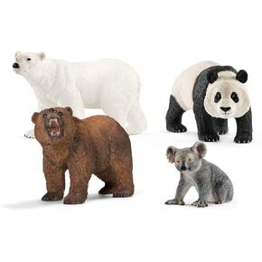 Schleich Wild Life 4-Piece Bear Toy Set Including Koala Toy, Panda Toy, Grizzly Bear and Polar Bear Toy Animal Figurines