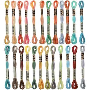 24 Skeins Embroidery Floss Embroidery Cross Stitch Threads Rainbow Color Embroidery Thread Gradient Hand Embroidery Cotton Thread Friendship Bracelet String for Hand Embroidery Cross Stitch String Art